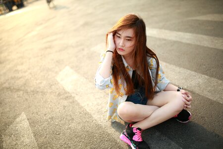 Woman girl sitting
