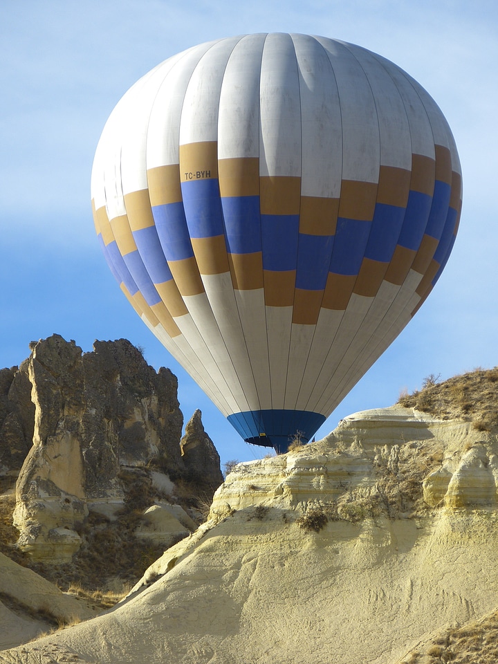Colorful hot air balloon flying