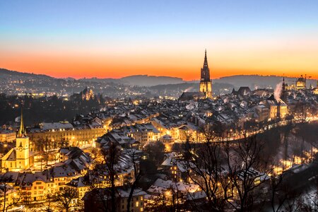 Bern old city sunset