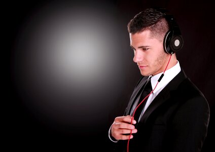 Business man headphones