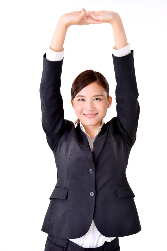 Business woman stretching