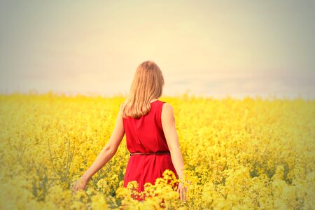 Canola field woman