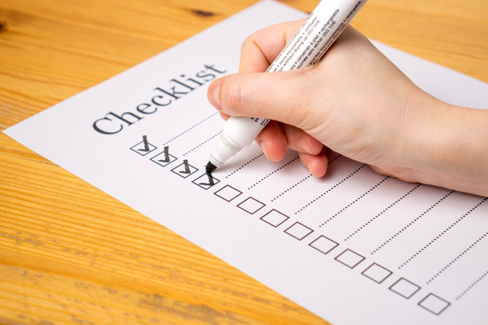 Checklist writing hand