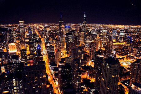 Chicago cityscape night photo