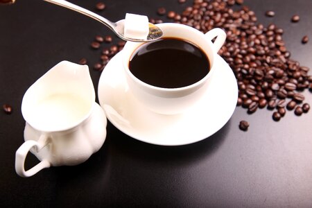 Coffee beans milk sugar photo