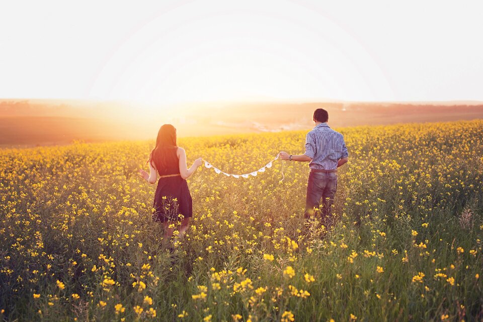 Couple canola field