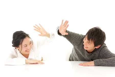 Couple high five