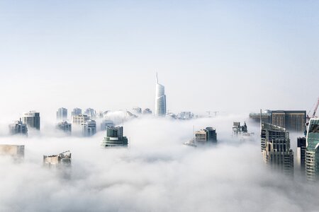 Dubai cityscape clouds photo