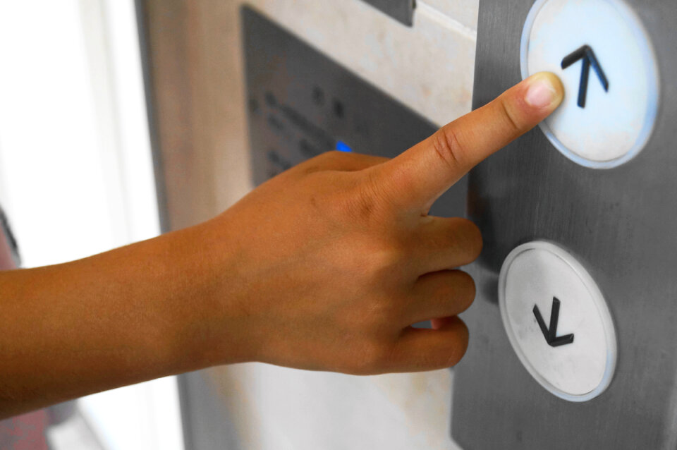 Elevator hand button