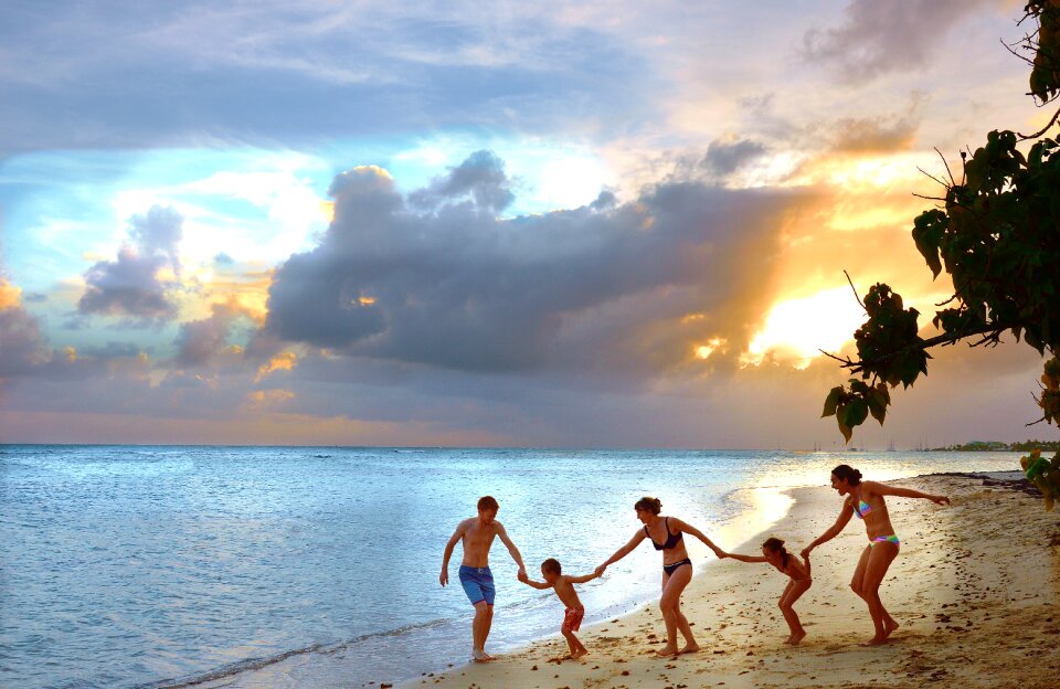 Family beach sea