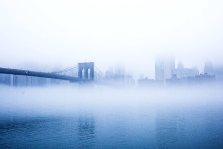Fog brooklyn bridge photo