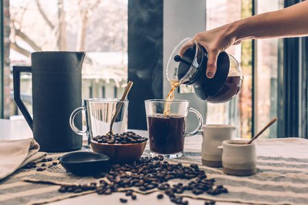 Hot coffee beans photo