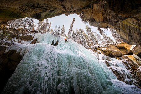 Ice climbing waterfall photo