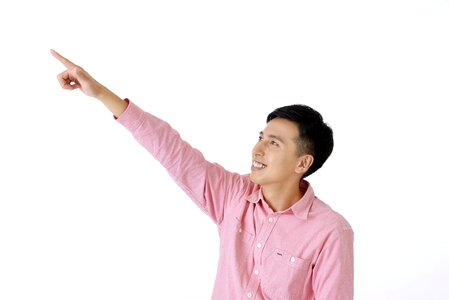 Man male portrait pointing