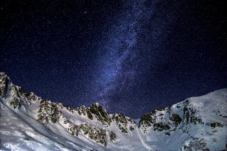 Milky way mountain night photo