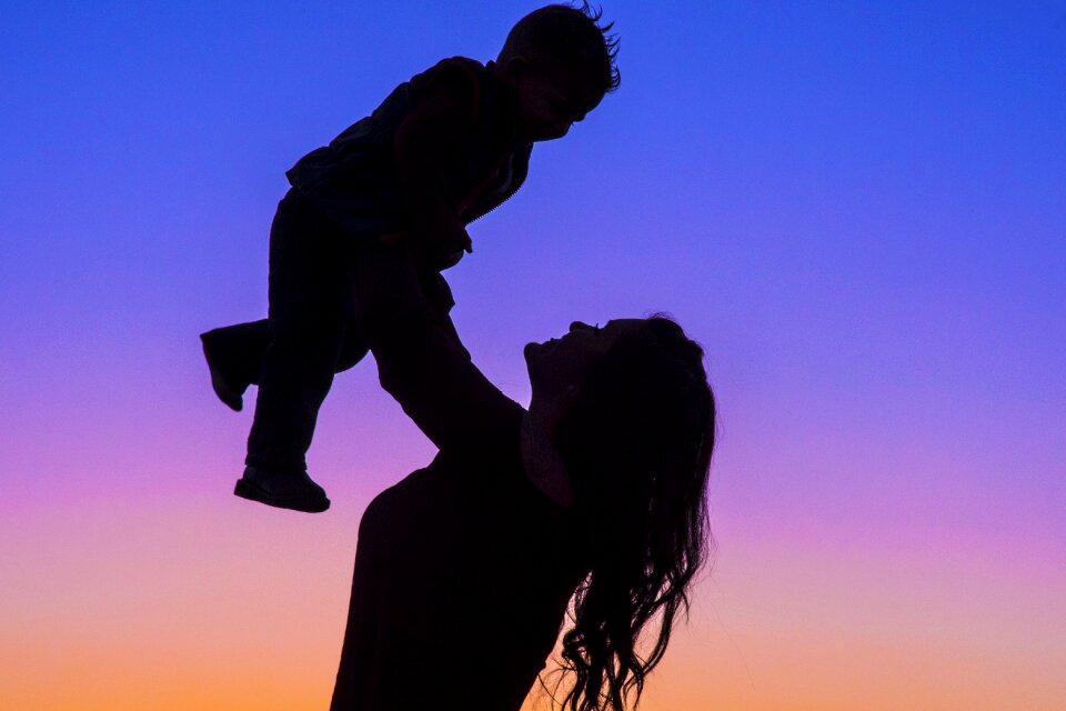 Mother son silhouette