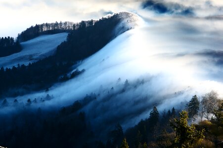Mountain fog clouds photo