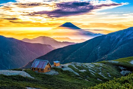 Mt fuji mountain hut photo