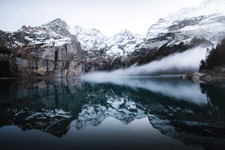 Oeschinen lake mountain snow photo