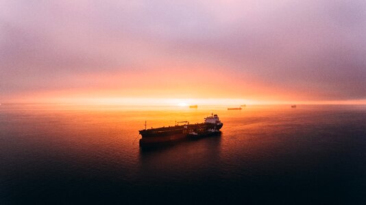 Oil tanker sunset photo