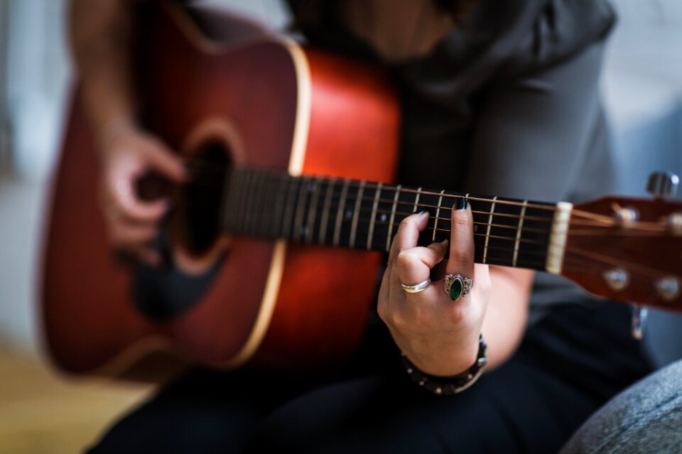 Playing guitar music