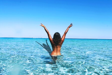 Sea bathing woman photo