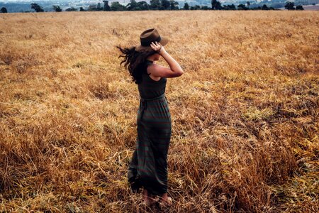 Woman girl grass photo