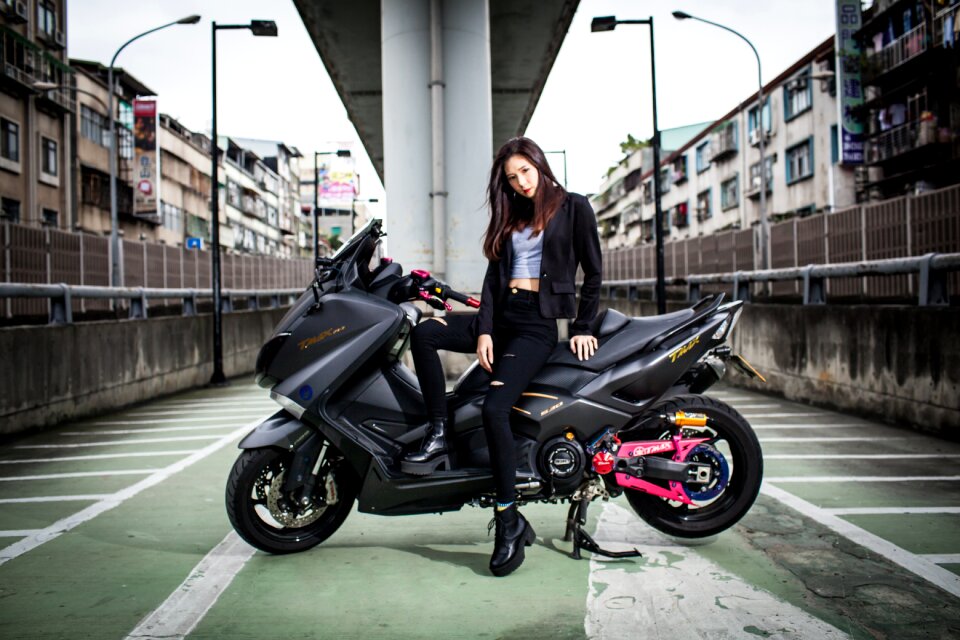 Woman girl motorcycle photo