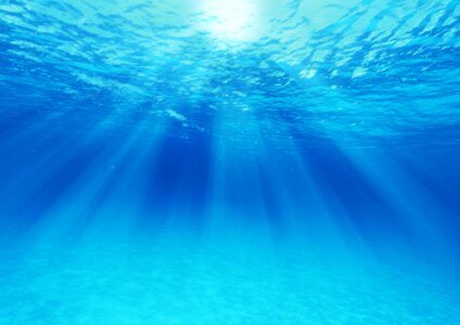 Sea underwater sunbeam