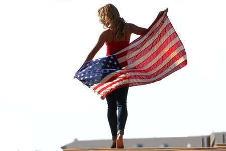 Stars and stripes flag woman photo