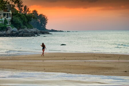 Sunset beach woman photo