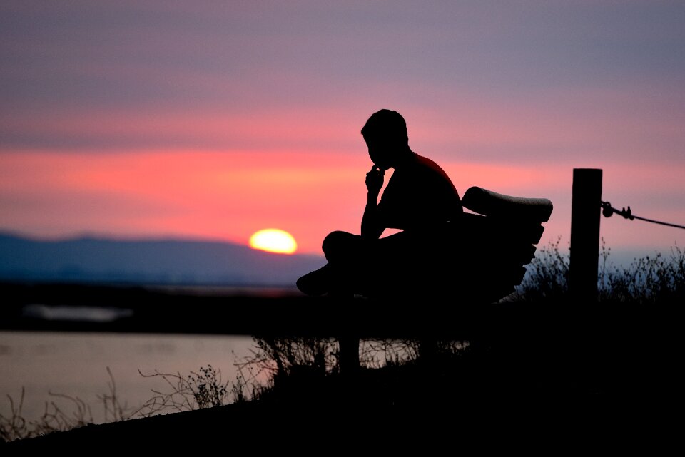 Sunset bench people