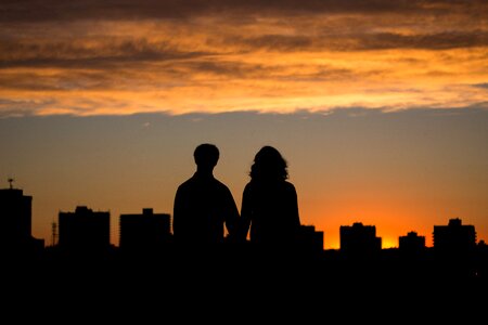 Sunset city couple