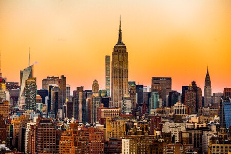 Sunset manhattan cityscape