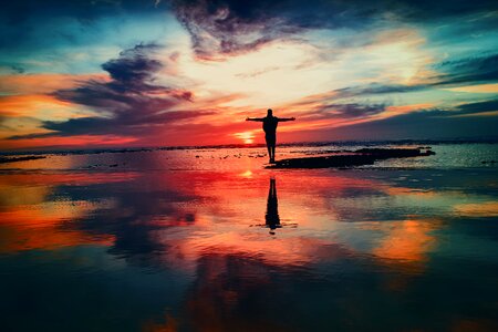Sunset sea silhouette photo