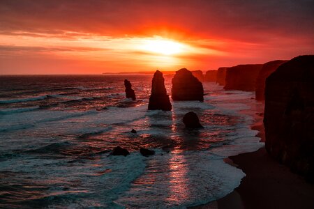 Twelve apostles coast sunset photo