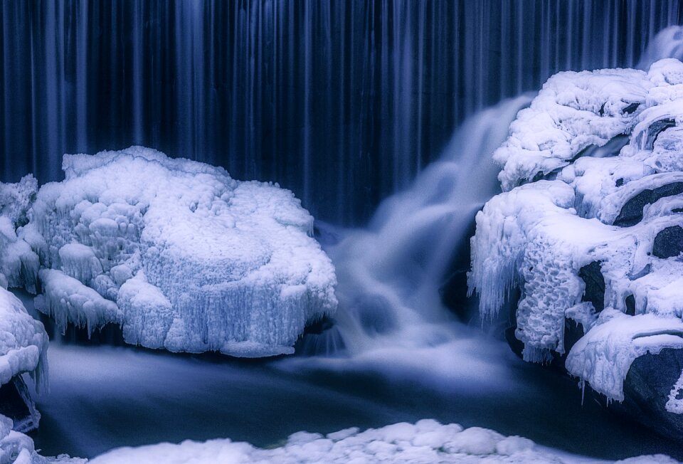 Winter ice waterfall
