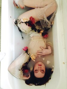 Woman flower bath