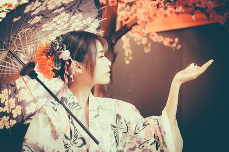 Woman flower umbrella