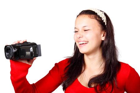 Woman girl camcorder