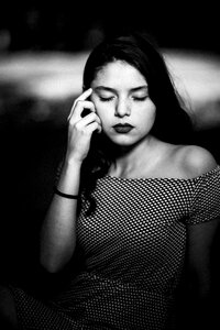 Woman girl closed eyes
