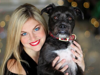 Woman girl dog