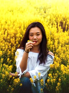 Woman girl flower field