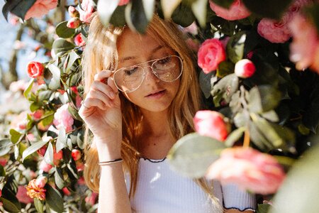 Woman girl flower glasses