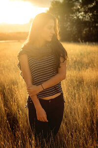 Woman girl grassland