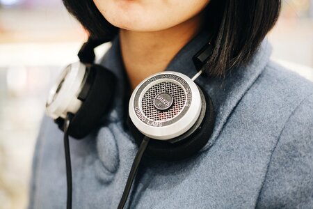 Woman girl headphones photo