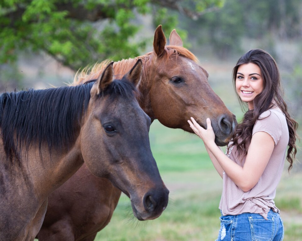 Woman girl horses