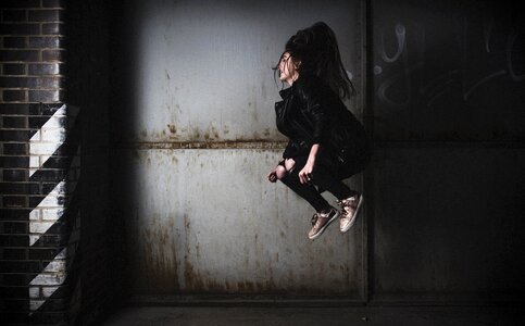 Woman girl jump photo