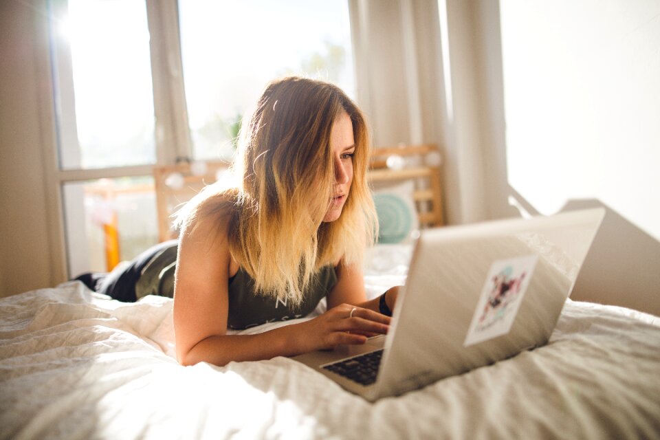 Woman girl laptop computer