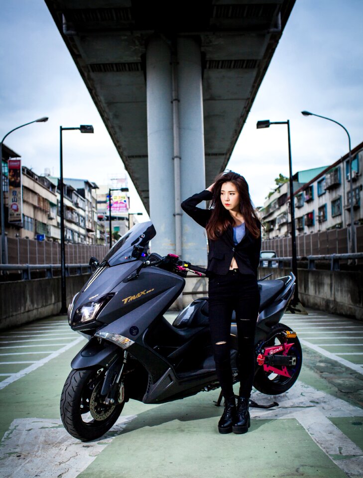 Woman girl motorcycle photo